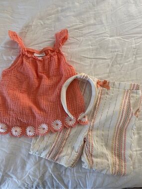 RACHEL ZOE 5T Coral Textured Tank Top Set